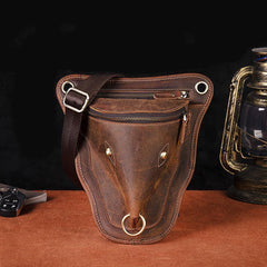 Vintage Brown LEATHER MEN'S Ox Fanny Pack Waist Bag Side Bag Drop Leg Biker Bag For Men - iwalletsmen