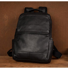 Black Casual Mens Leather 15-inch Computer Backpacks Brown Travel Backpacks School Backpacks for men - iwalletsmen