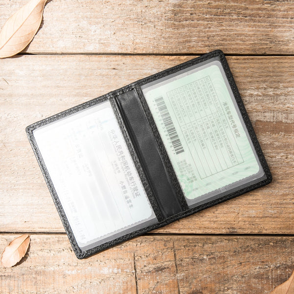 Black Leather Mens Small Card Wallet License Wallet Slim Bifold Driving License Wallet for Men - iwalletsmen