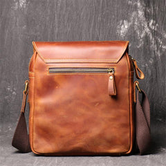 Best Brown Leather Men's Vertical Side Bag Brown Courier Bag Vertical Messenger Bag For Men - iwalletsmen