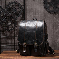Cool Mens Leather 14inch Laptop Backpack Travel Backpacks Leather School Backpack for Men - iwalletsmen