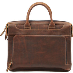 Vintage Black Mens Leather Briefcases Work Handbag Black 14'' Computer Briefcases For Men - iwalletsmen