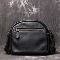 Men's Black Leather Small Messenger Bag Small Side Bag Black Courier Bag For Men - iwalletsmen