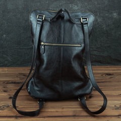 Black Leather Men's 15.6 inches Computer Backpack Travel Backpack Black Large College Backpack For Men - iwalletsmen