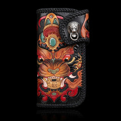 Handmade Leather Monster Mens Chain Biker Wallet Cool Leather Wallet Long Phone Wallets for Men - iwalletsmen
