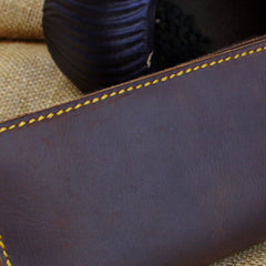 Handmade Leather Mens Cool Travel Long Wallet Card Holder Card Slim Clutch Wallets for Men