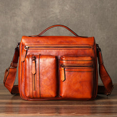 Genuine Leather Mens Cool Messenger Bag Briefcase Work Bag Business Bag for men