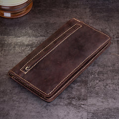 Dark Brown Cool Mens long Wallet Bifold Long Wallet Phone Wallet for Men - iwalletsmen