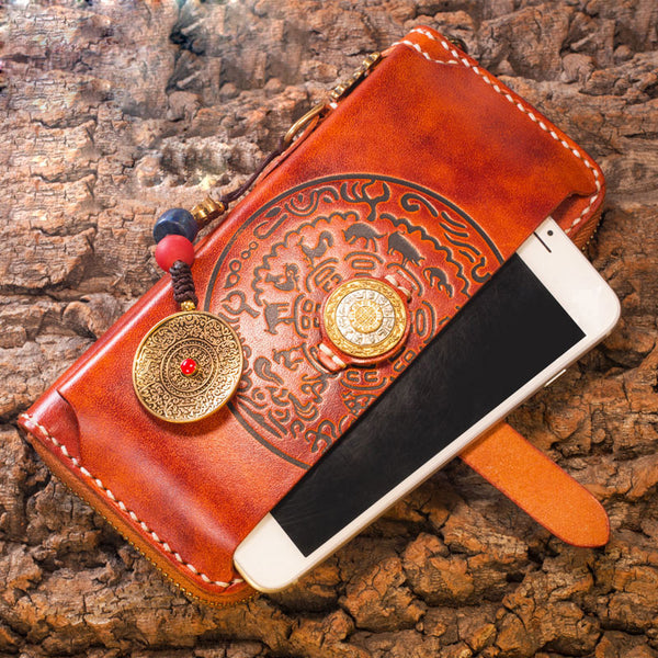 Handmade Leather Mens Chain Biker Wallet Cool Leather Wallet Long Phone Wallets for Men - iwalletsmen