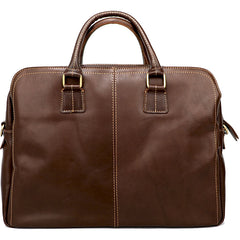 Vintage Brown Mens Leather Briefcase Work Handbag Dark Coffee 14'' Computer Briefcase For Men - iwalletsmen