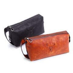 Cool Brown Black Leather Men's Clutch Bag Clutch Purse Business Handbag For Men - iwalletsmen