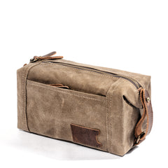 Waxed Canvas Leather Mens Clutch Bag Waterproof Handbag Storage Bag Wash Bag For Men - iwalletsmen