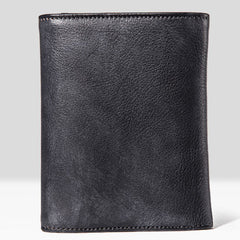 Handmade Mens Cool billfold Leather Wallet Men Small Slim Wallets Trifold for Men