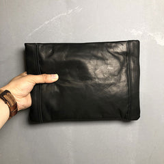 Genuine Leather Mens Clutch Cool Slim Wallet Zipper Clutch Wristlet Wallet for Men