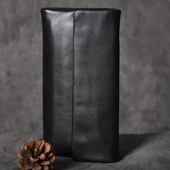 Handmade Leather Mens Cool Long Leather Wallet Trifold Clutch Wallet for Men