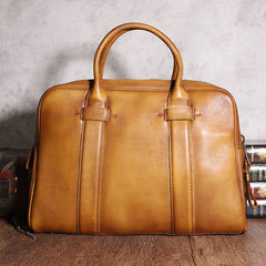 Brown Leather Mens 14 inches Business Laptop Work Bag Handbag Briefcase Dark Gray Shoulder Bags Messenger Bags For Men - iwalletsmen
