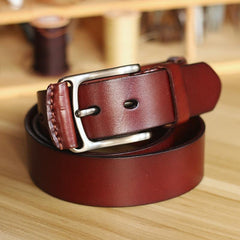 Cool Handmade Buckle Black Leather Mens Belt Dark Brown Leather Belts for Men - iwalletsmen