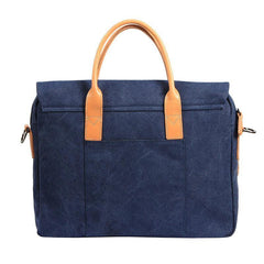 Navy Blue Canvas Leather Mens Briefcase Messenger Bags Khaki Casual Shoulder Bag for Men - iwalletsmen
