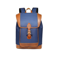 Blue Nylon Leather Mens Large 14'' Laptop Backpack College Backpack Travel Backpack for Men - iwalletsmen