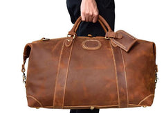 Cool Vintage Leather Mens Duffle Bags Weekender Bags Overnight Bag Travel Bag - iwalletsmen