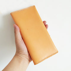 Handmade Mens Leather Brown Long Wallets Wine Red Bifold Long Wallet Clutch for Men - iwalletsmen