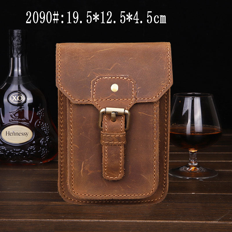 Vintage Brown Leather Men's Belt Pouch Cell Phone Holster Waist Bag For Men - iwalletsmen