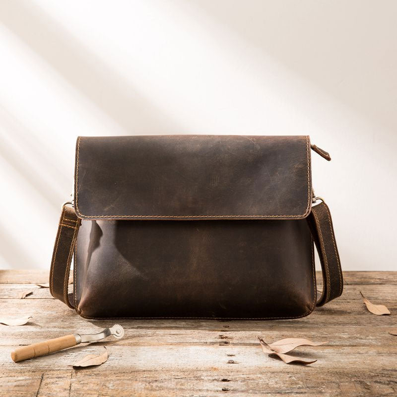 Vintage Leather Small Mens Cool Messenger Bags Small Shoulder Bag for Men - iwalletsmen