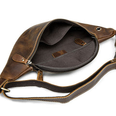 Vintage Brown Leather Fanny Pack Men's Chest Bag Hip Bag Brown Waist Bag For Men - iwalletsmen