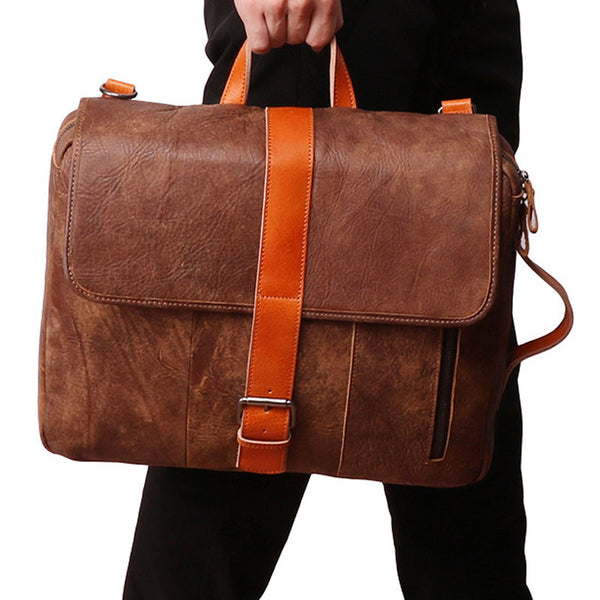 Cool Brown Leather Messenger Bag Handbag Shoulder Bag Backpack For Men - iwalletsmen