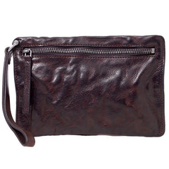 Cool Black Leather Mens Wristlet Wallets Zipper Clutch Wallet Coffee Wristlet Vintage Clutch Purse For Men - iwalletsmen