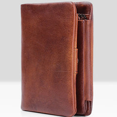 Handmade Mens Cool billfold Leather Wallet Men Small Zipper Wallets Trifold for Men - iwalletsmen