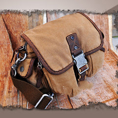Canvas Black Mens Khaki Messenger Bags Small Postman Bag Canvas Courier Bag For Men - iwalletsmen