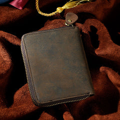 Cool Leather Mens Zipper Small Wallet Front Pocket Wallet for Men - iwalletsmen