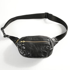 Handmade Distressed Black Leather Men Fanny Pack Waist Bag Hip Pack Belt Bag Bumbag for Men - iwalletsmen