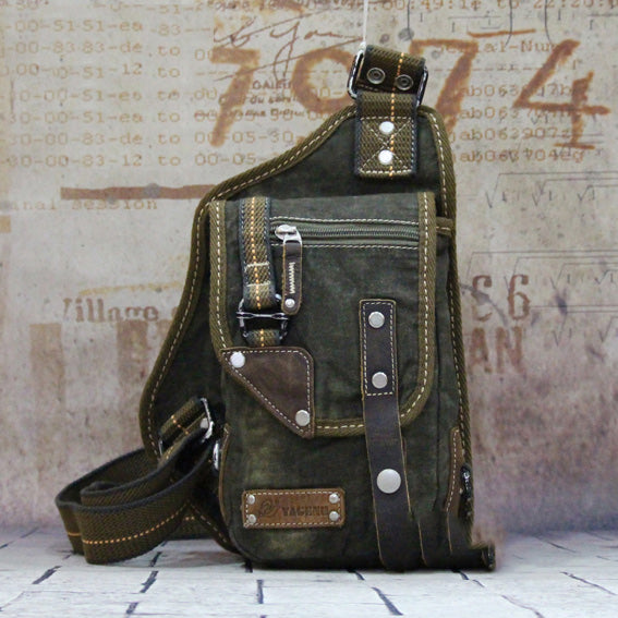 Canvas Black Mens Chest Bag Green Sling Bag Canvas Sling Backpack For Men - iwalletsmen