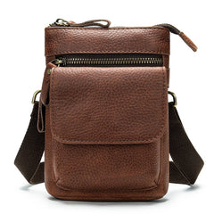 Cool Brown Leather Men's Belt Pouch Cell Phone Holster Small Belt Bag Mini Messenger Bag Side Bag For Men - iwalletsmen