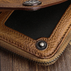 Handmade Mens Cool Long Leather Chain Wallet Cards Biker Trucker Wristlet Wallet - iwalletsmen