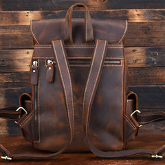Vintage Leather Brown Mens Backpack School Backpack Travel Backpack Bags for Men - iwalletsmen