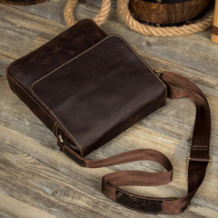 Dark Brown Cool Leather 10 inches Small Vertical Side Bags Messenger Bags Courier Bag for Men - iwalletsmen