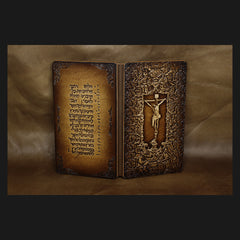 Handmade Leather Tooled Christian Jesus Mose Notebook Journal Travel Book Diary