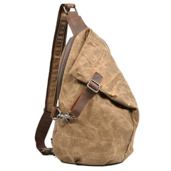 Cool Waxed Canvas Mens Sling Bag Chest Bag One Shoulder Packs for men - iwalletsmen