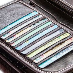 Handmade Leather Mens Cool Long Leather Wallet Bifold Bulky Clutch Wallet for Men - iwalletsmen