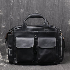 Black Oiled Leather Men's Professional Briefcase 13‘’ Laptop Handbag Business Bag For Men - iwalletsmen