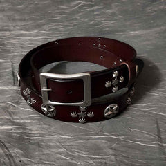 Cool Black Punk Leather Star Metal Rock Belt Motorcycle Belt Leather Belt For Men - iwalletsmen