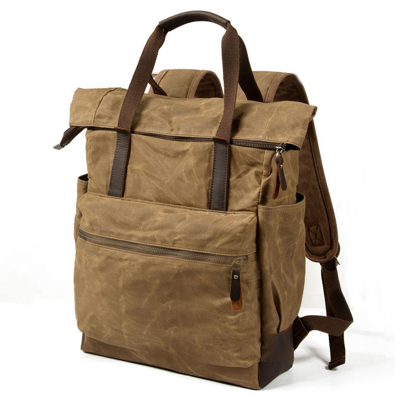 Waxed Canvas Leather Mens Backpack Canvas Travel Backpack Canvas School Backpack for Men - iwalletsmen