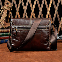Cool Vintage Leather Mens Small Side Bag Messenger Bag Shoulder Bag for Men - iwalletsmen
