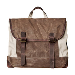Fashion Canvas Leather Mens 14'' Satchel Messenger Bags Courier Bag College Postman Bag for Men - iwalletsmen
