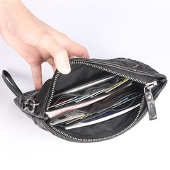 Handmade Leather Mens Black Cool Long Wallet Wirstlet Bag Ultra Thin Clutch Wallet for Men - iwalletsmen
