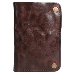 Wrinkled Leather Mens Brown billfold Wallet Front Pocket Leather Black Bifold Wallet Small Wallets for Men - iwalletsmen