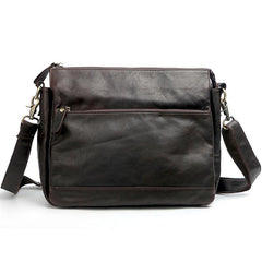Casual Black Leather Mens Courier Bags Messenger Bags Brown Postman Bags For Men - iwalletsmen